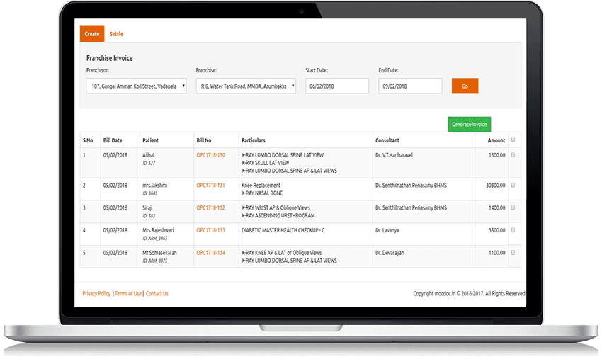 screenshot of MocDoc LIMS
